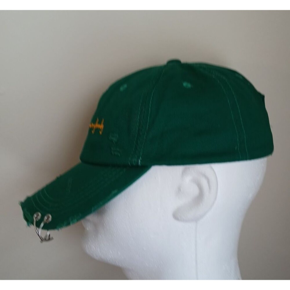 Men's Iron Ring "Art Is For Everybody" Distressed Cap Adjustable Y2K Green - Picture 9 of 9